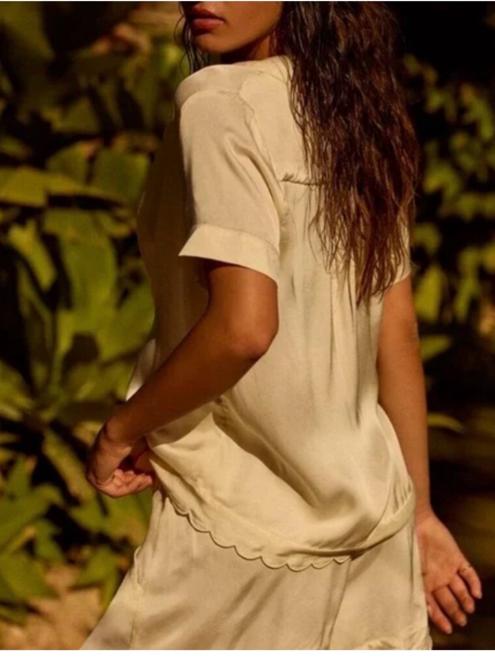 BHLDN cream juniper scalloped edge pajama set
